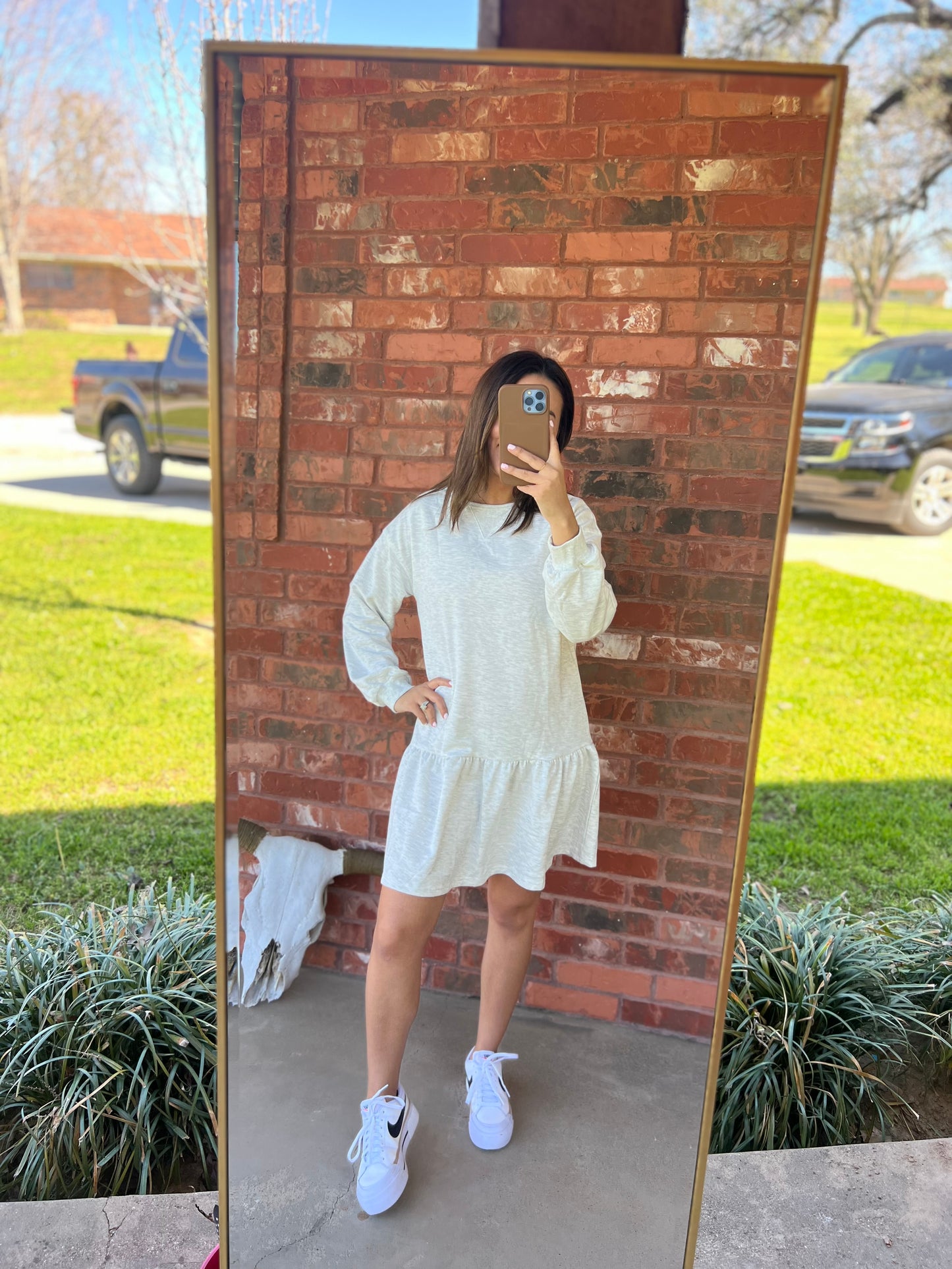 Puff Sleeve Ruffle Hem Mini Dress