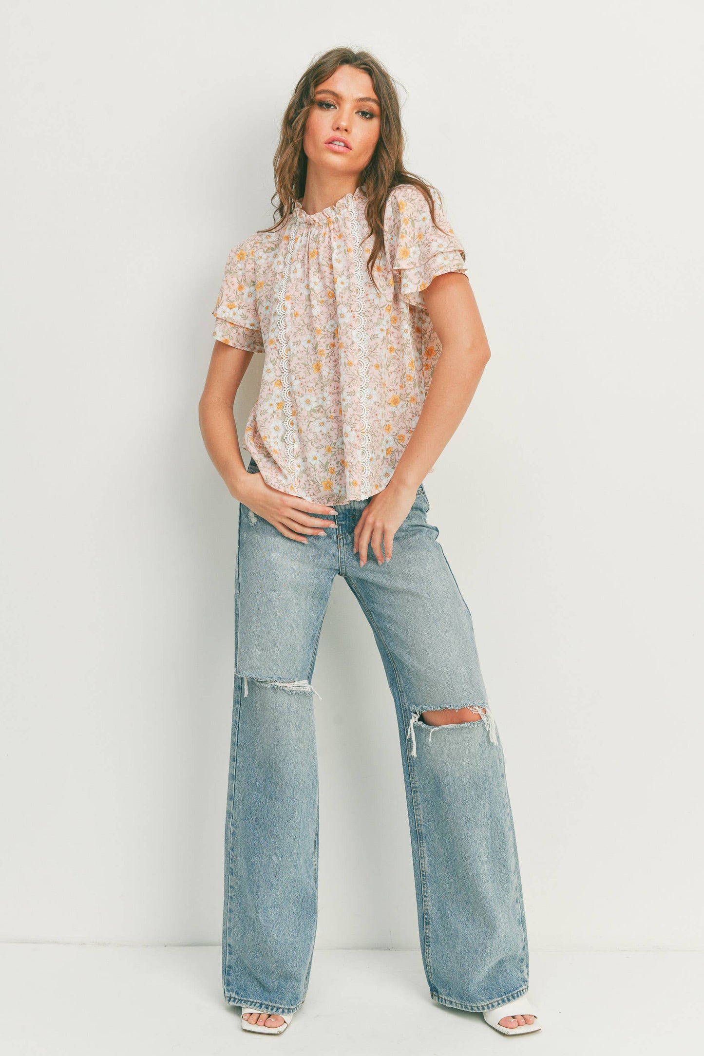 Floral Trim Blouse