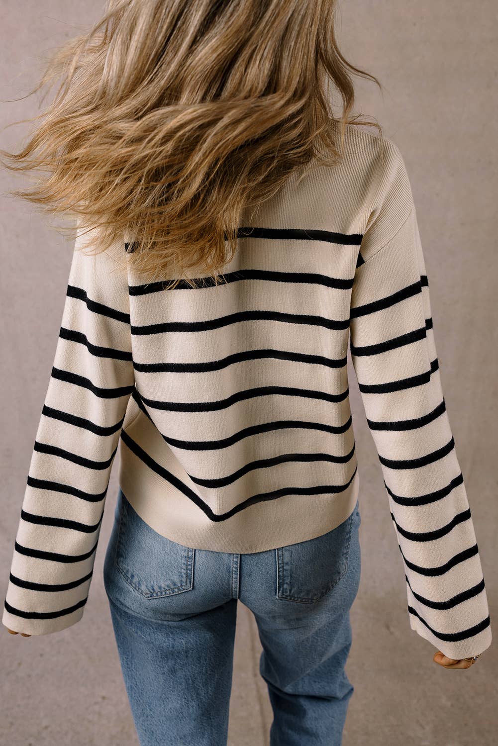 Stripe Pattern Buttoned Sweater Cardigan