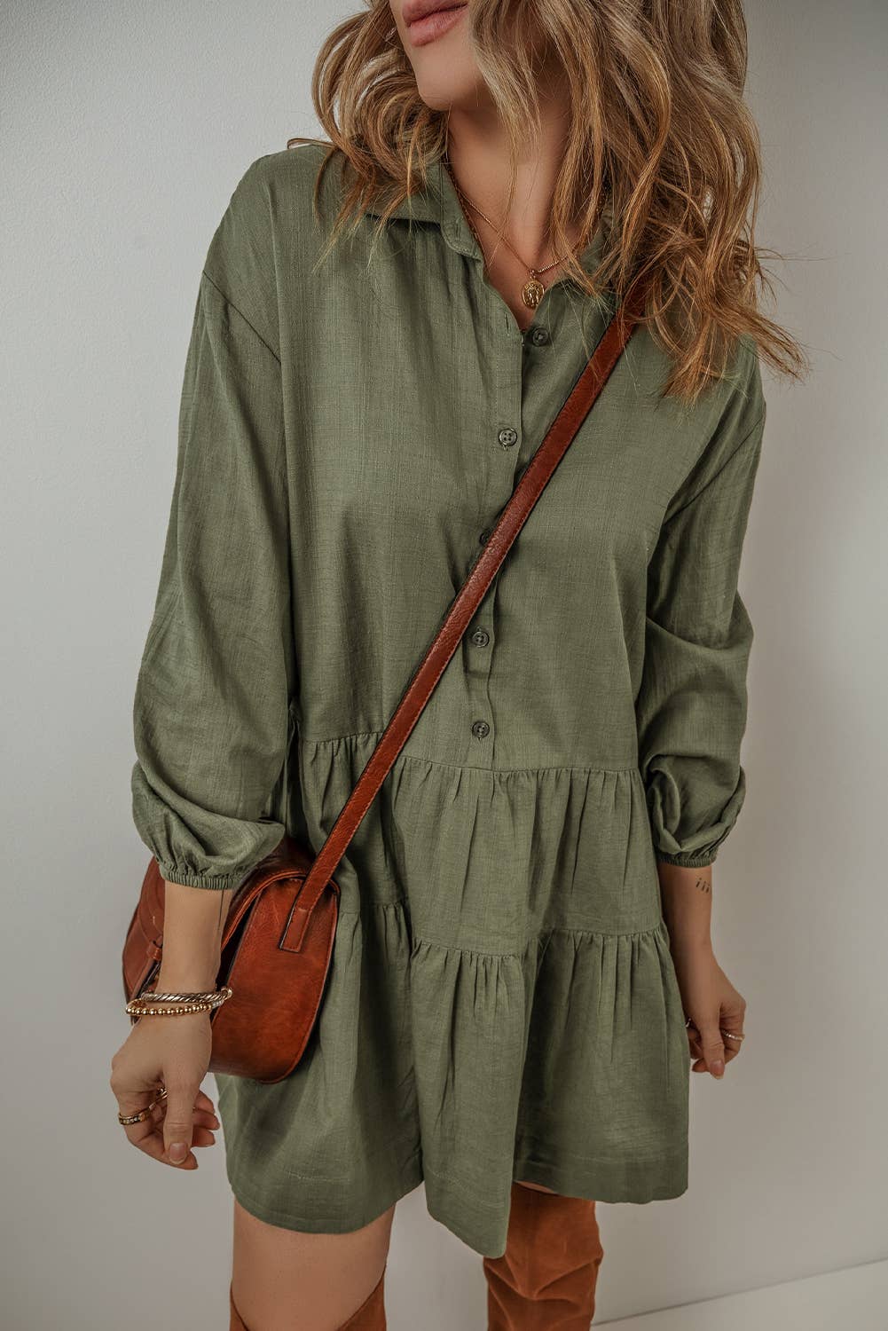 Casual Buttoned Mini Dress