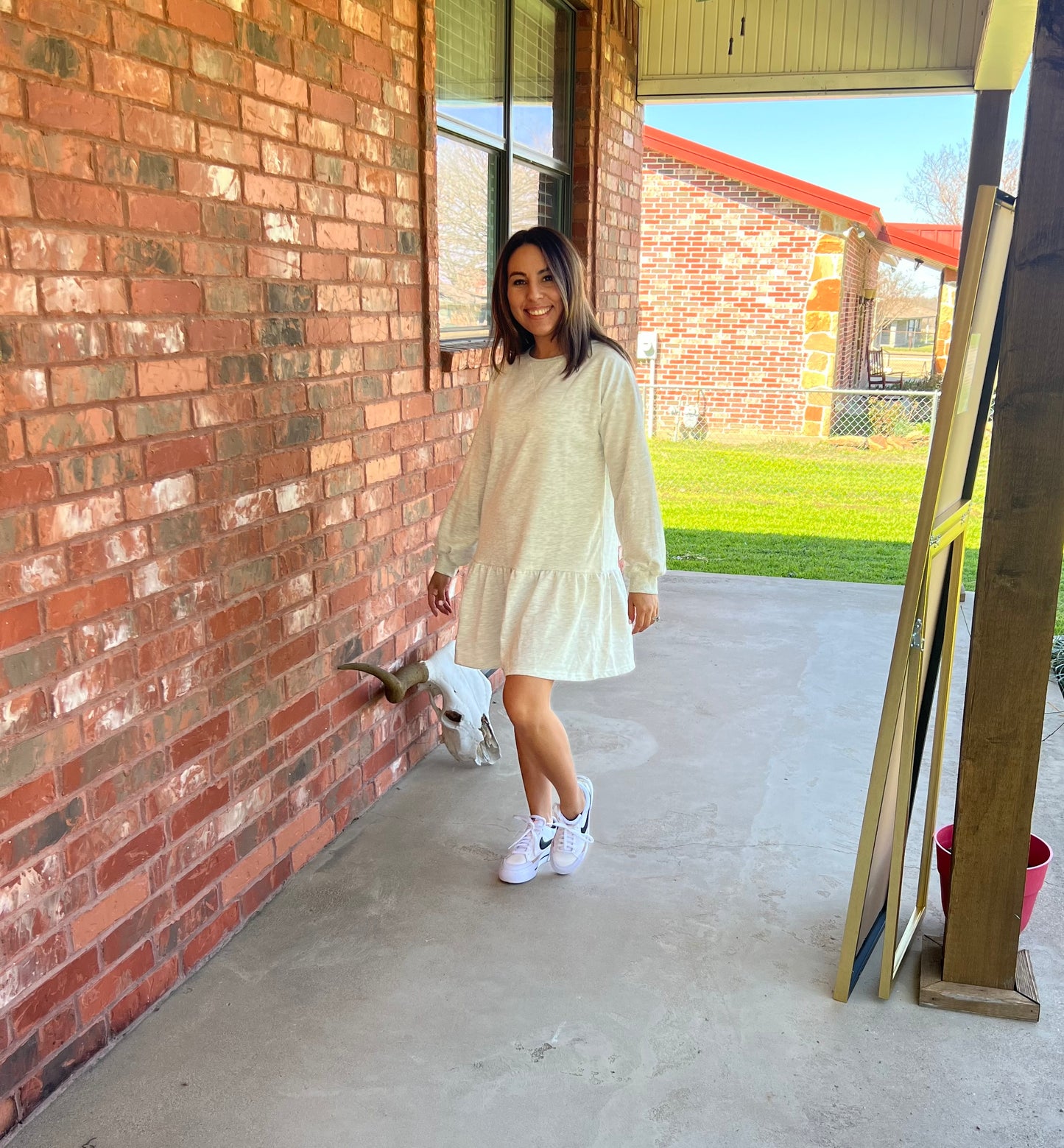 Puff Sleeve Ruffle Hem Mini Dress