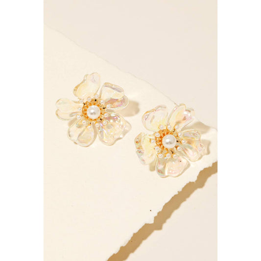 Clear flower earrings