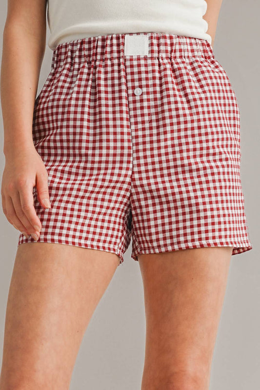 Gingham Printed High Waist Shorts