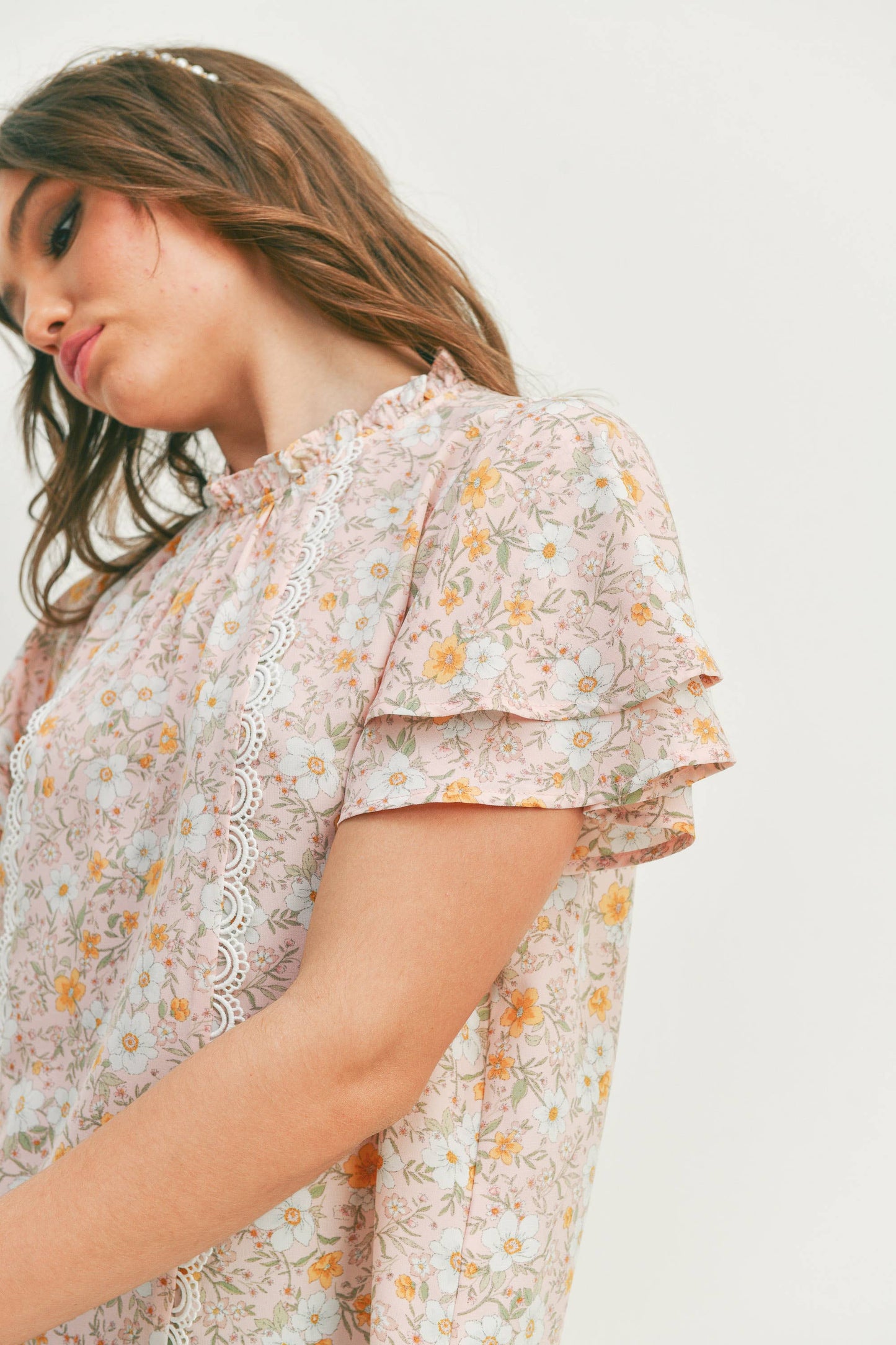 Floral Trim Blouse