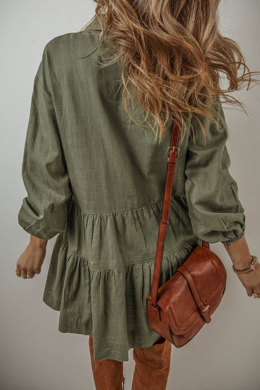 Casual Buttoned Mini Dress